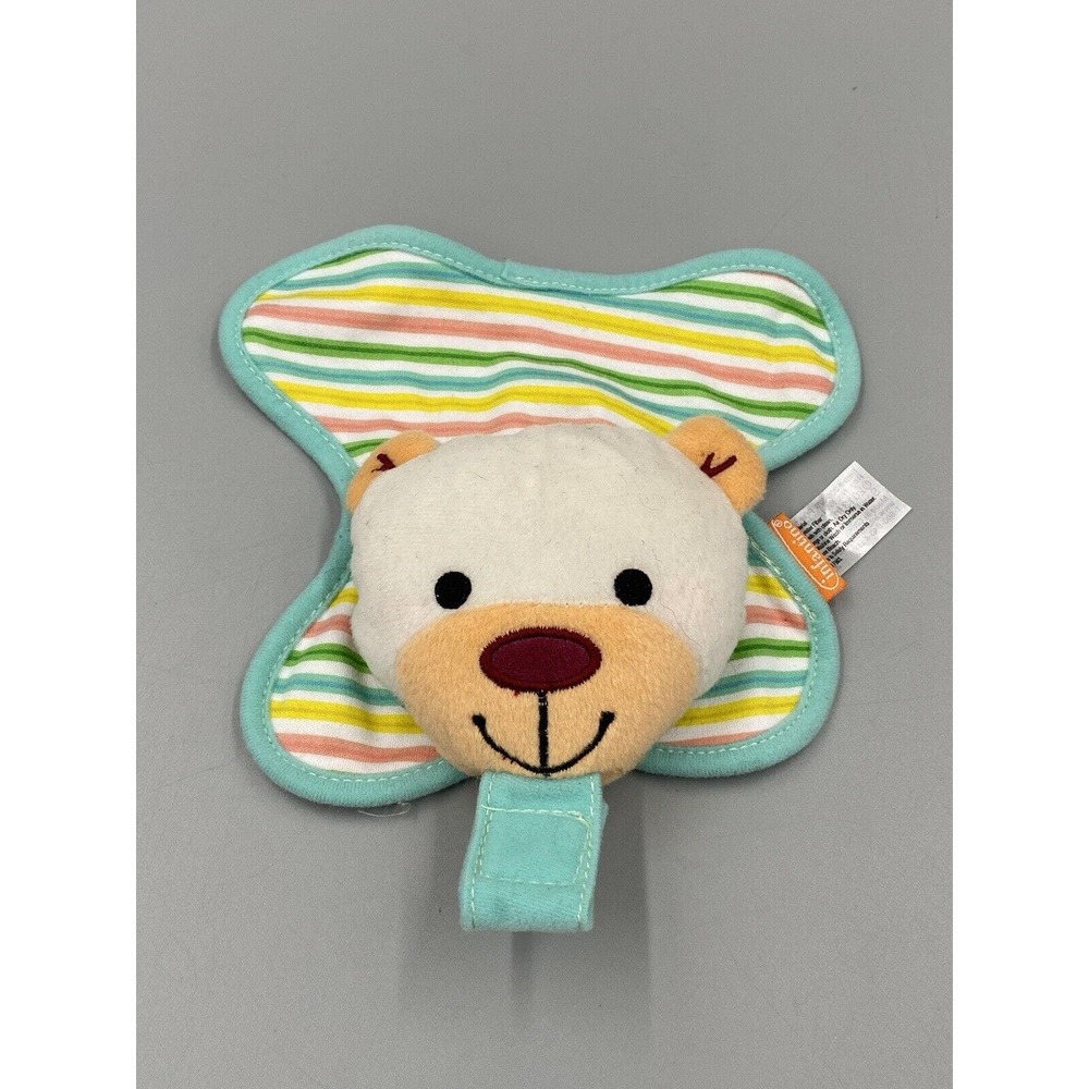 Infantino Plush Bear Lovey Baby Pacifier Holder Mini 6" Security Blanket Stripes